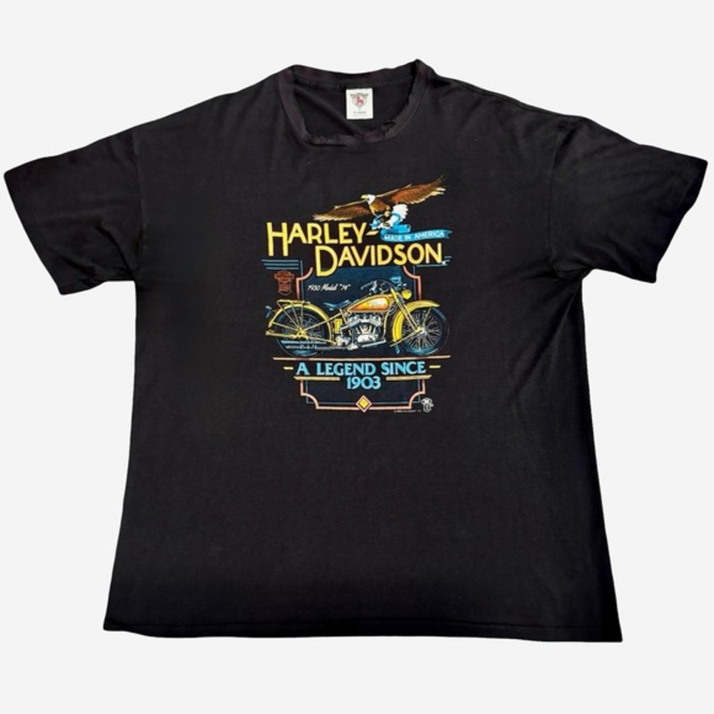 Vintage 1985 Harley Davidson T Shirt Holoubek Tag Made in USA Mens XL VTG 80s